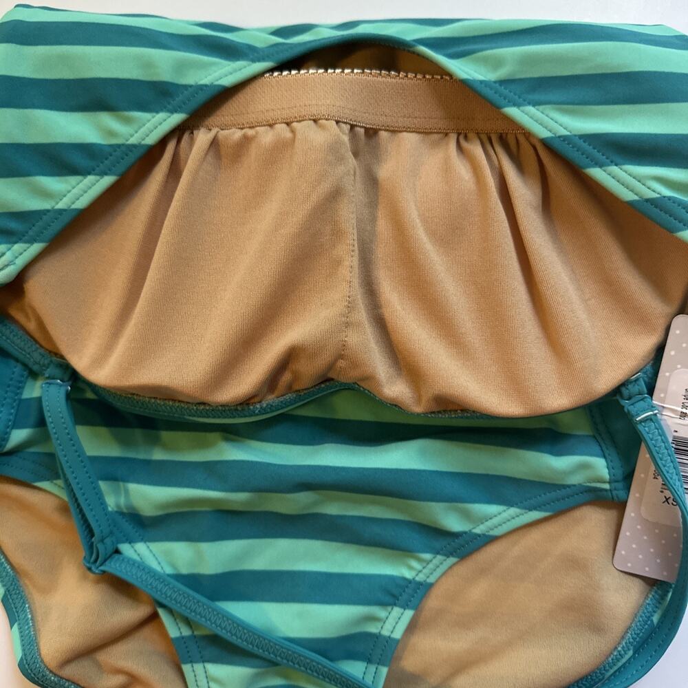 NWT DownEast Hampton Swim Stripe Cockaloo 1pc Swimsuit Sz XS Green Swim Beach - Picture 6 of 12